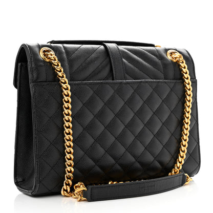 Saint Laurent Grain De Poudre Textured Mixed Matelasse Triquilt Medium Monogram Satchel Black 3 of 11