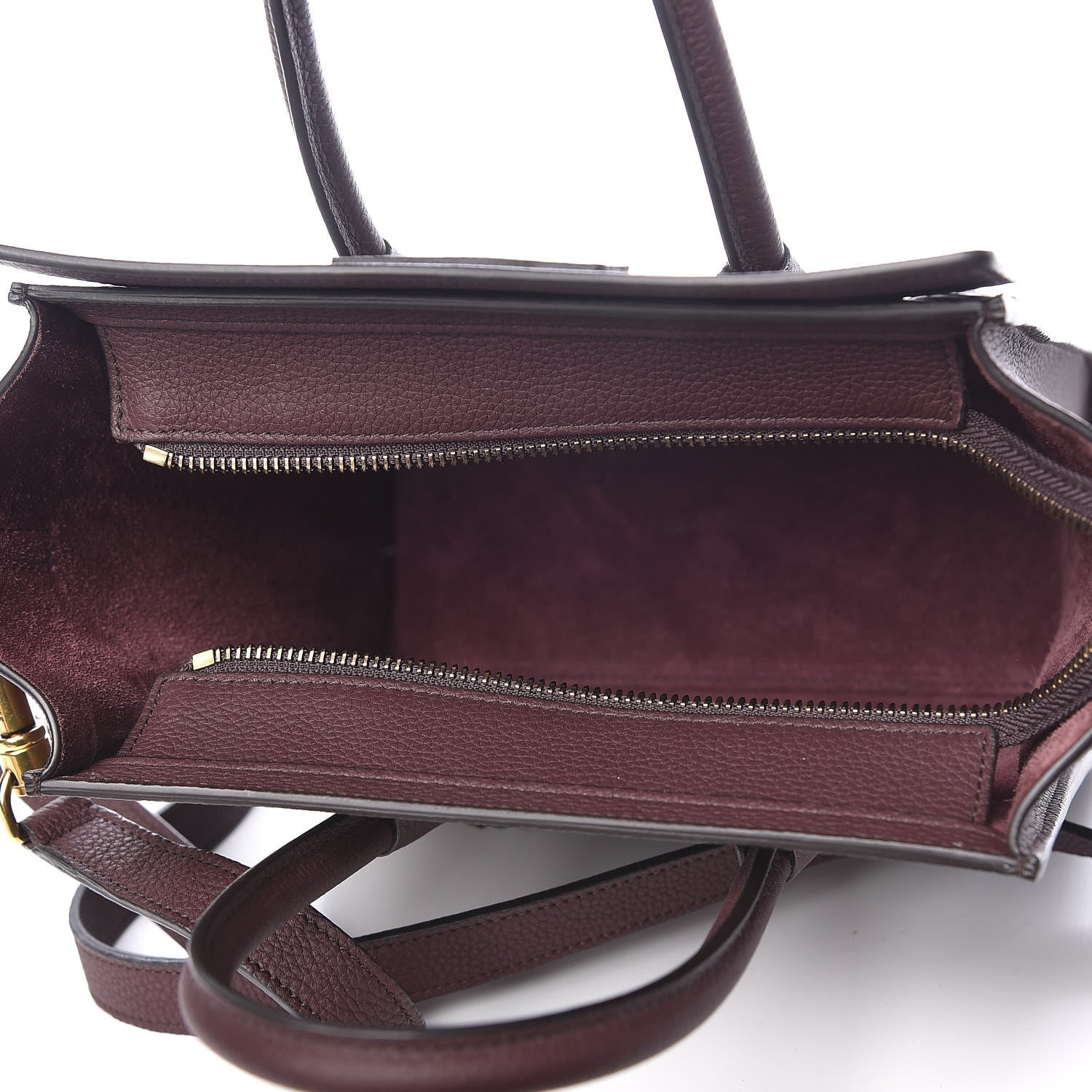Celine Drummed Calfskin Nano Luggage Dark Wine 5 of 12