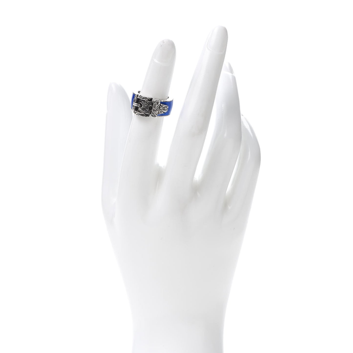Sterling Silver Enamel Buckle Ring Blue 48 4.5