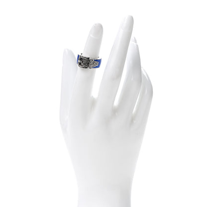 Gucci Sterling Silver Enamel Buckle Ring Blue 48 4.5 2 of 4