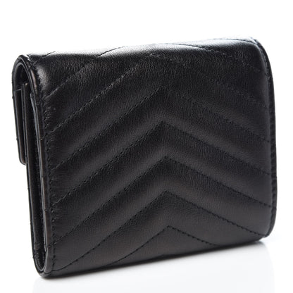 Chanel Calfskin Chevron Quilted Compact Flap Wallet Black 3 of 8