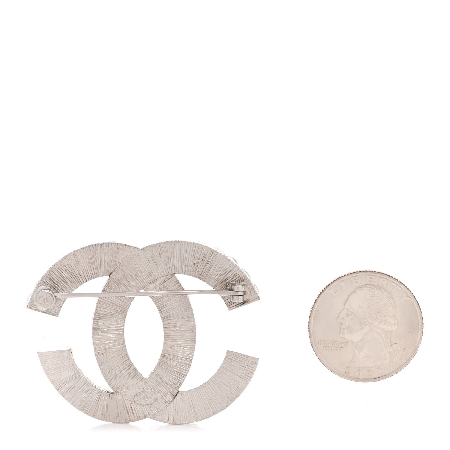 Chanel Baguette Crystal CC Brooch Silver 2 of 4