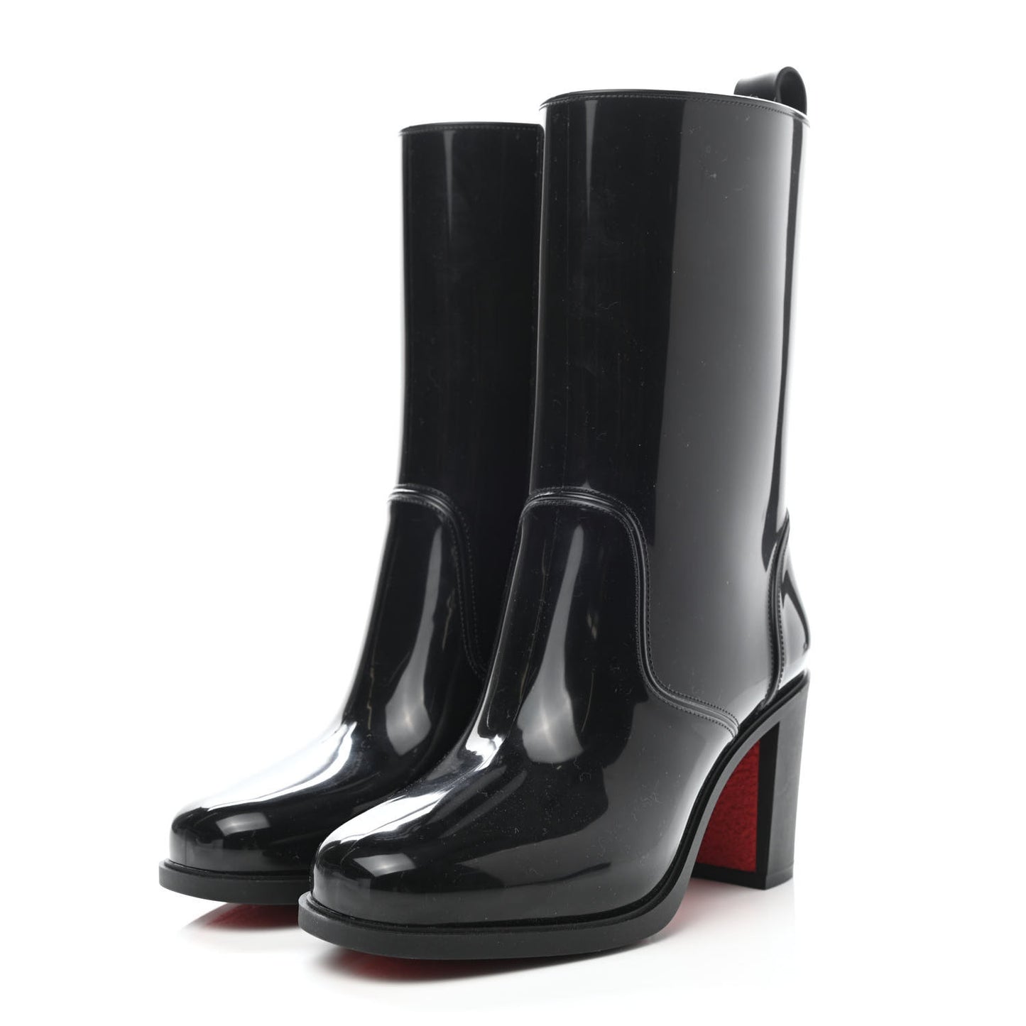 Recycled PVC Calfskin Loubirain 70 Boots 35 Black