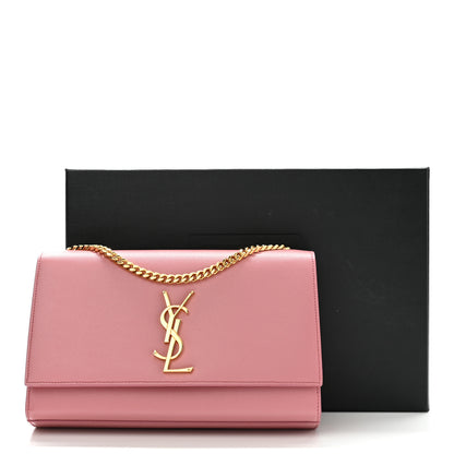 Saint Laurent Grain De Poudre Medium Classic Monogram Kate Satchel Dark Rose 10 of 10