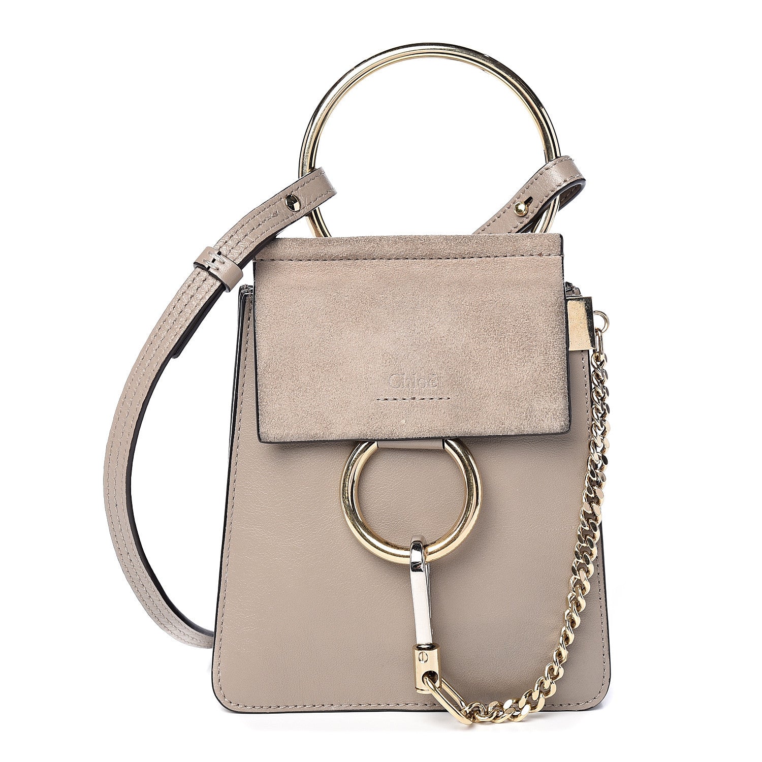 Chloe Suede Calfskin Mini Faye Bracelet Bag Motty Grey 1 of 9