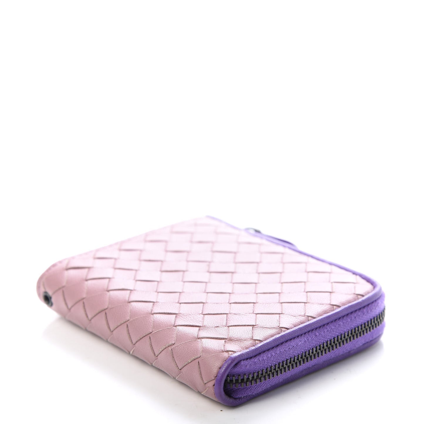 Nappa Intrecciato Zip Around Compact Wallet Deco Rose Corot
