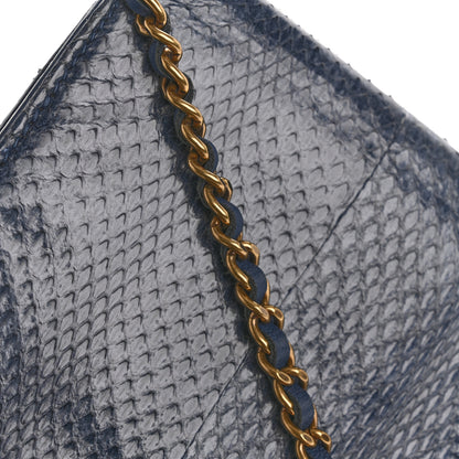 Chanel Snakeskin Wallet On Chain WOC Blue 18 of 18