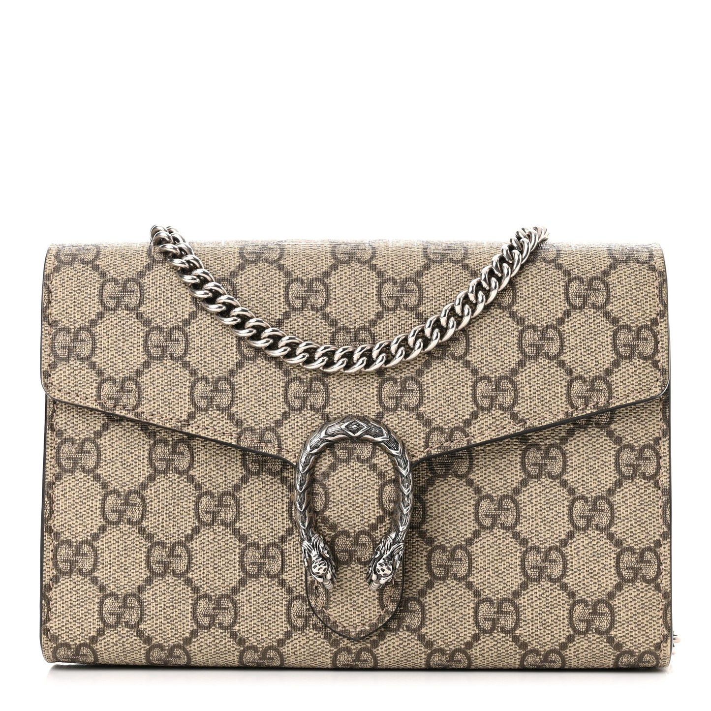 GG Supreme Monogram Mini Dionysus Chain Wallet Beige Taupe