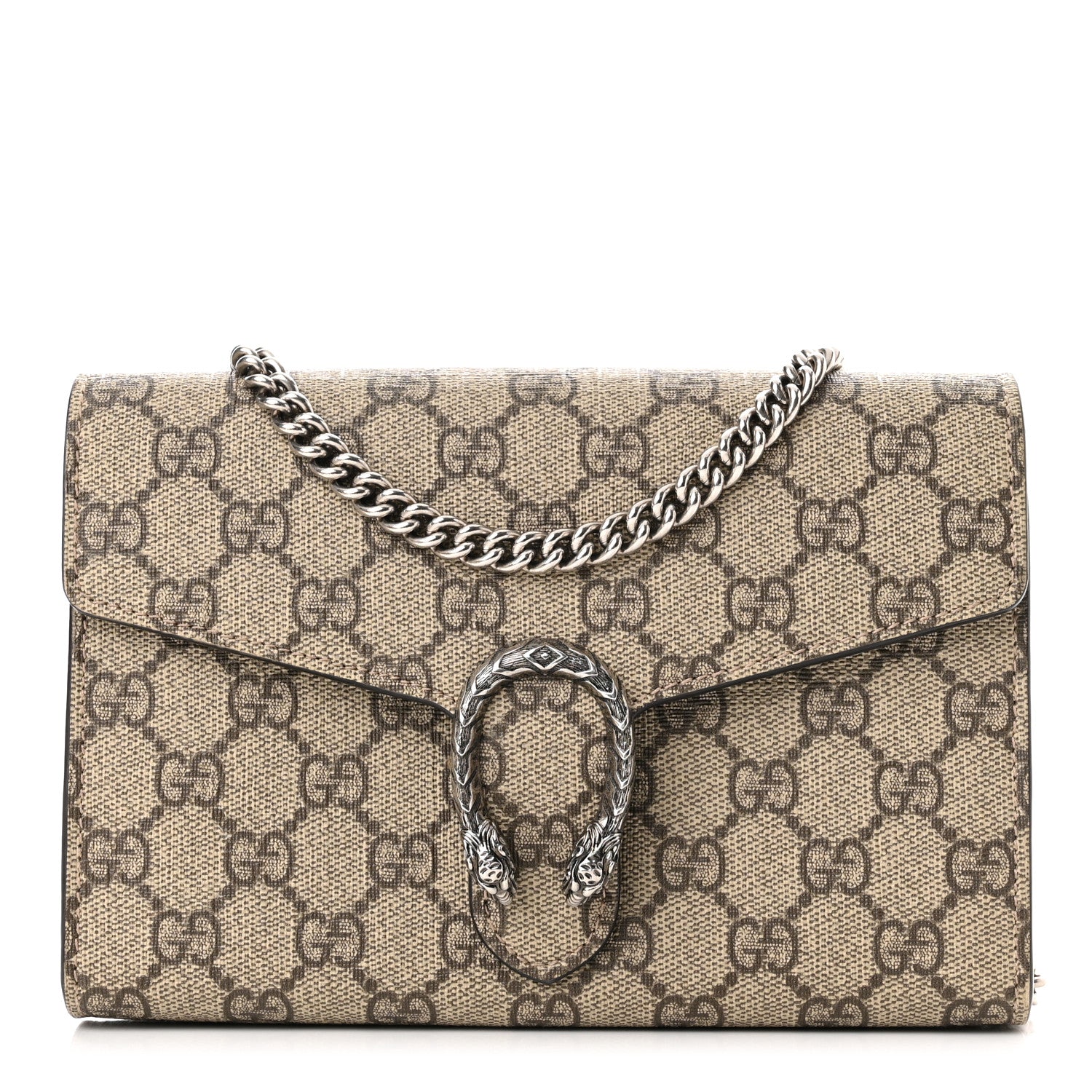 Gucci GG Supreme Monogram Mini Dionysus Chain Wallet Beige Taupe 1 of 12