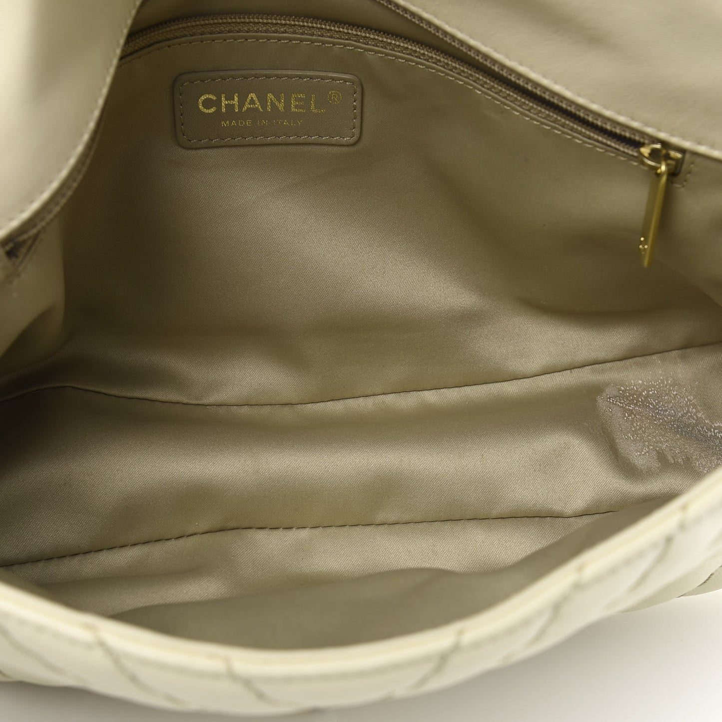 Calfskin Surpique Chevron Large Flap Beige