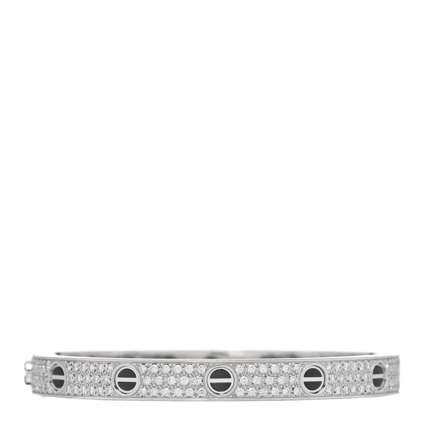 18K White Gold Diamond Ceramic LOVE Paved Bracelet 17
