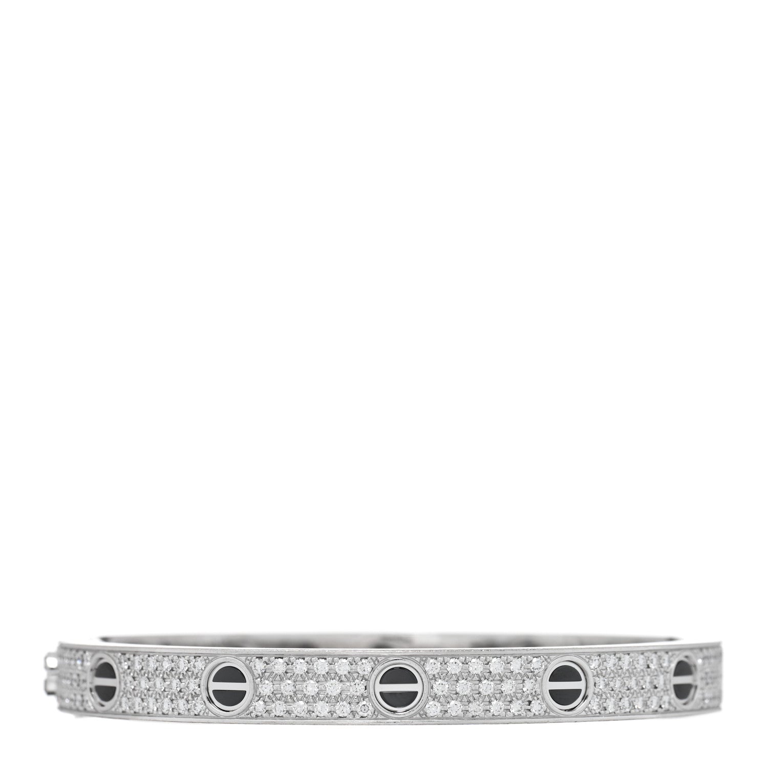 Cartier 18K White Gold Diamond Ceramic LOVE Paved Bracelet 17 1 of 3