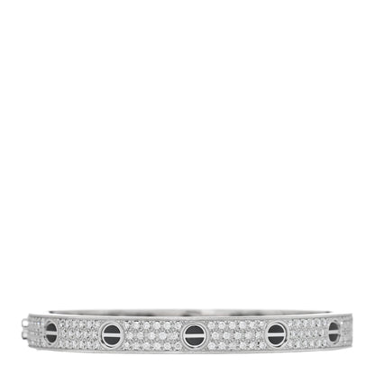Cartier 18K White Gold Diamond Ceramic LOVE Paved Bracelet 17 1 of 3