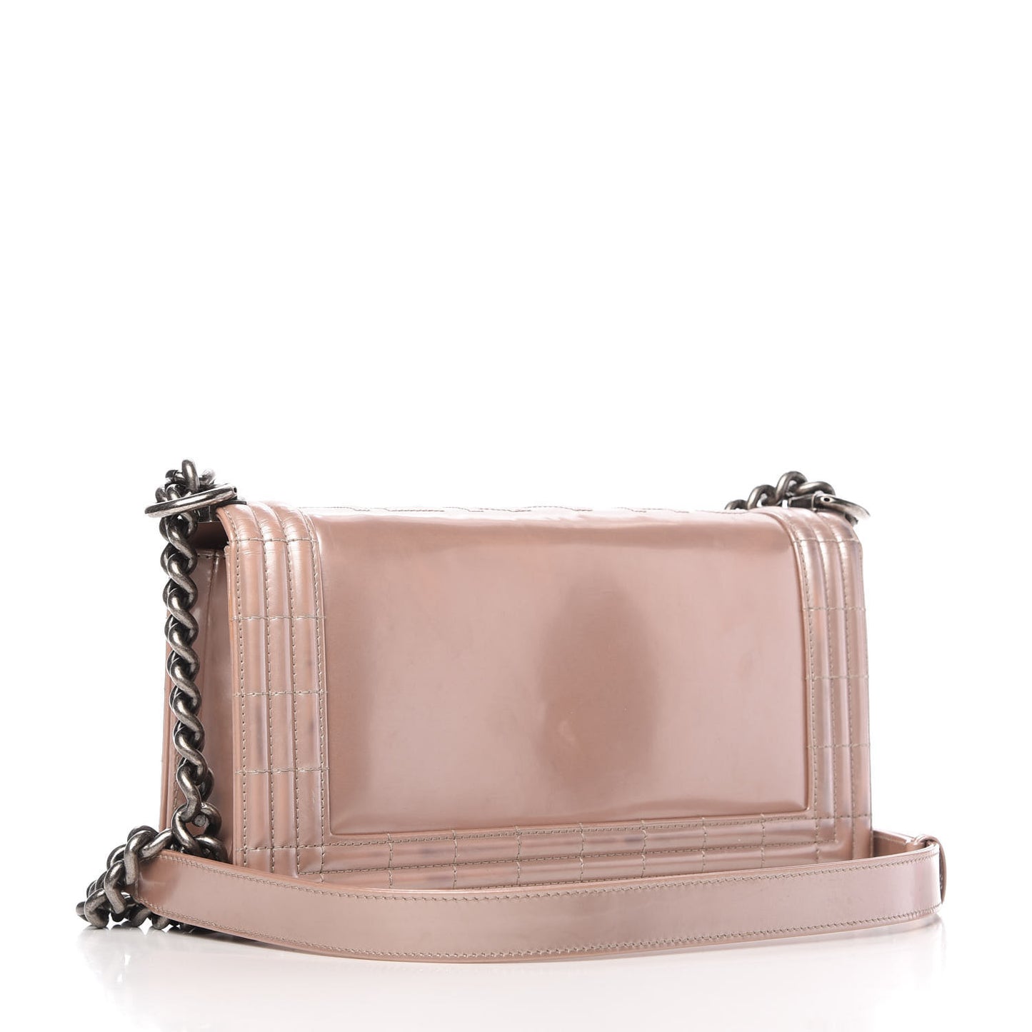 Iridescent Glazed Calfskin Medium Boy Flap Light Pink