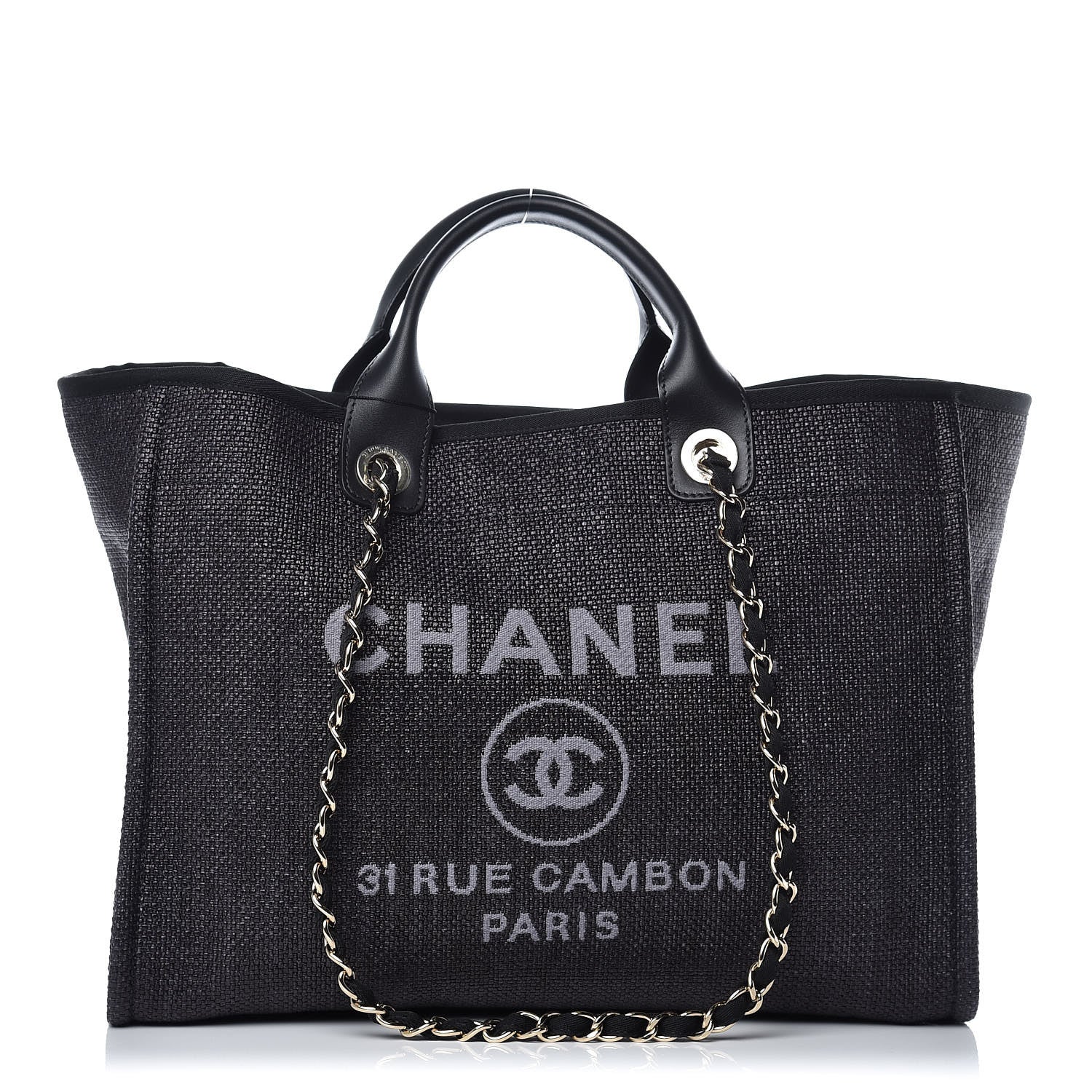Chanel Woven Straw Raffia Large Deauville Tote Black 1 of 10