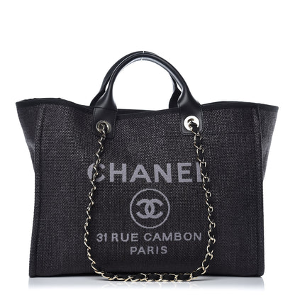 Chanel Woven Straw Raffia Large Deauville Tote Black 1 of 10