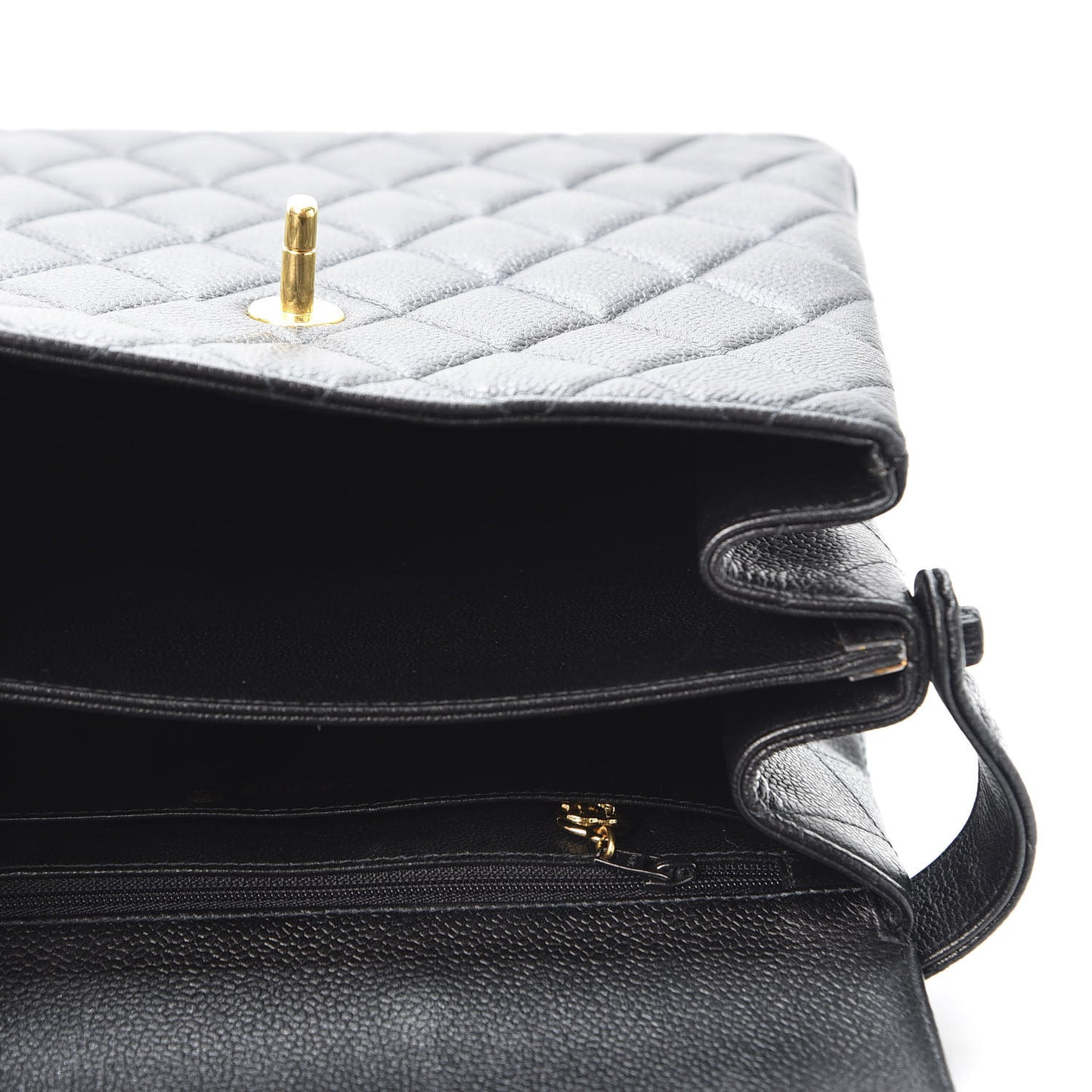 Caviar Quilted Medium Kelly Flap Black