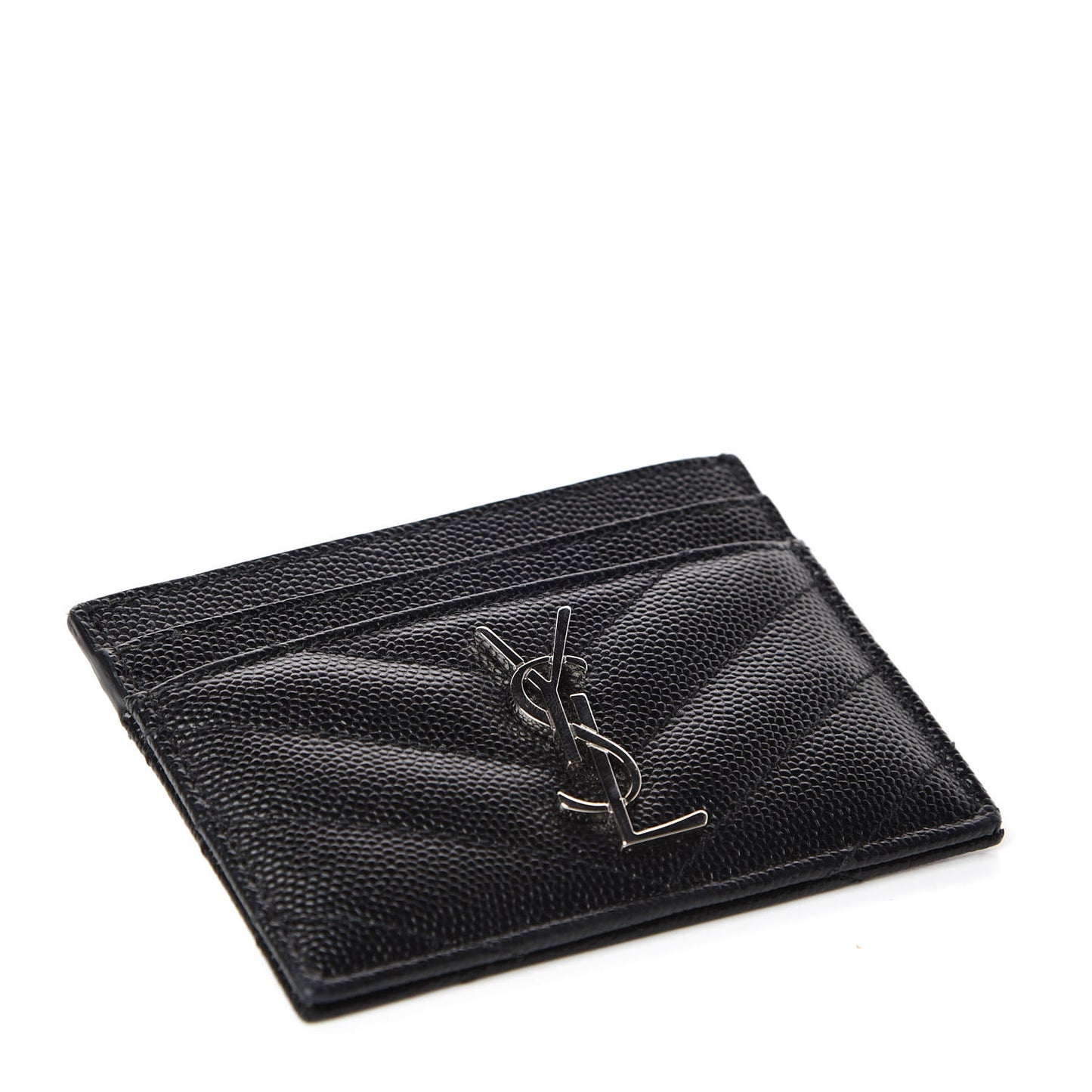 Grain De Poudre Matelasse Chevron Monogram Credit Card Case Black