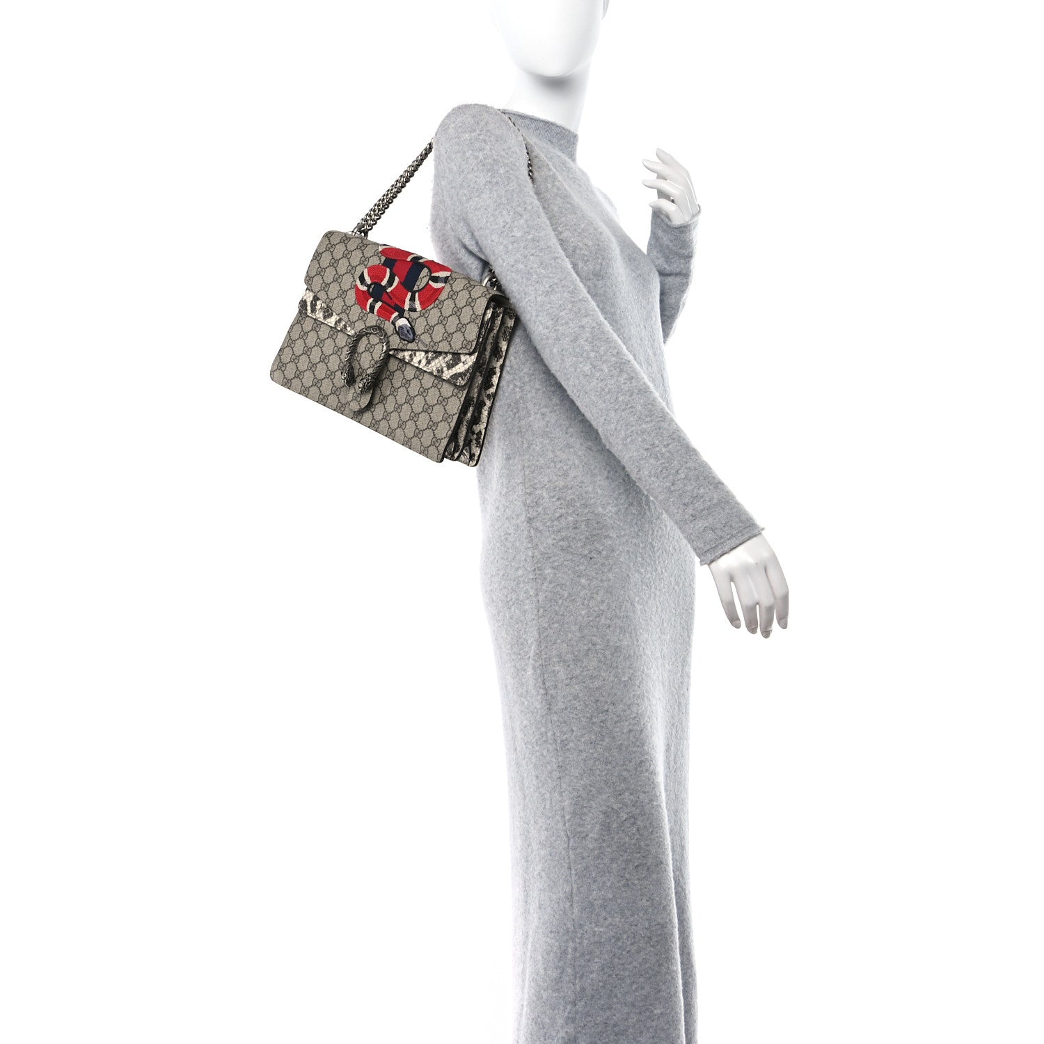 Gucci GG Supreme Monogram Kingsnake Embroidered Medium Dionysus Shoulder Bag Beige 2 of 11