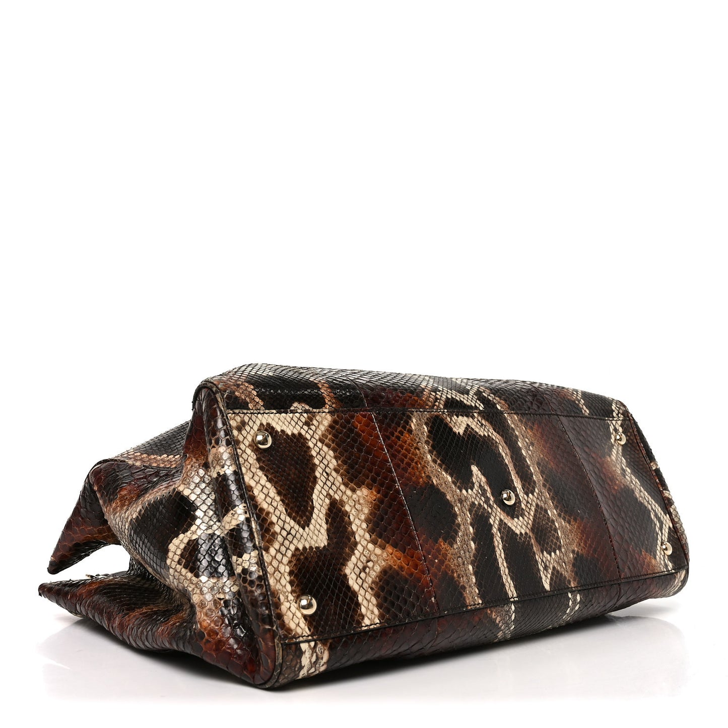 Snakeskin Large Bamboo Shopper Tote Brown
