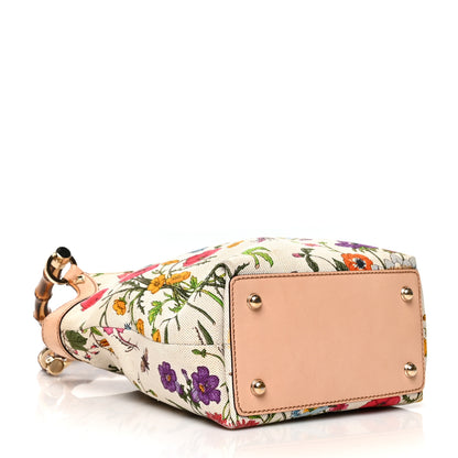 Gucci Canvas Floral Flora Bamboo Handle Bag White 4 of 11