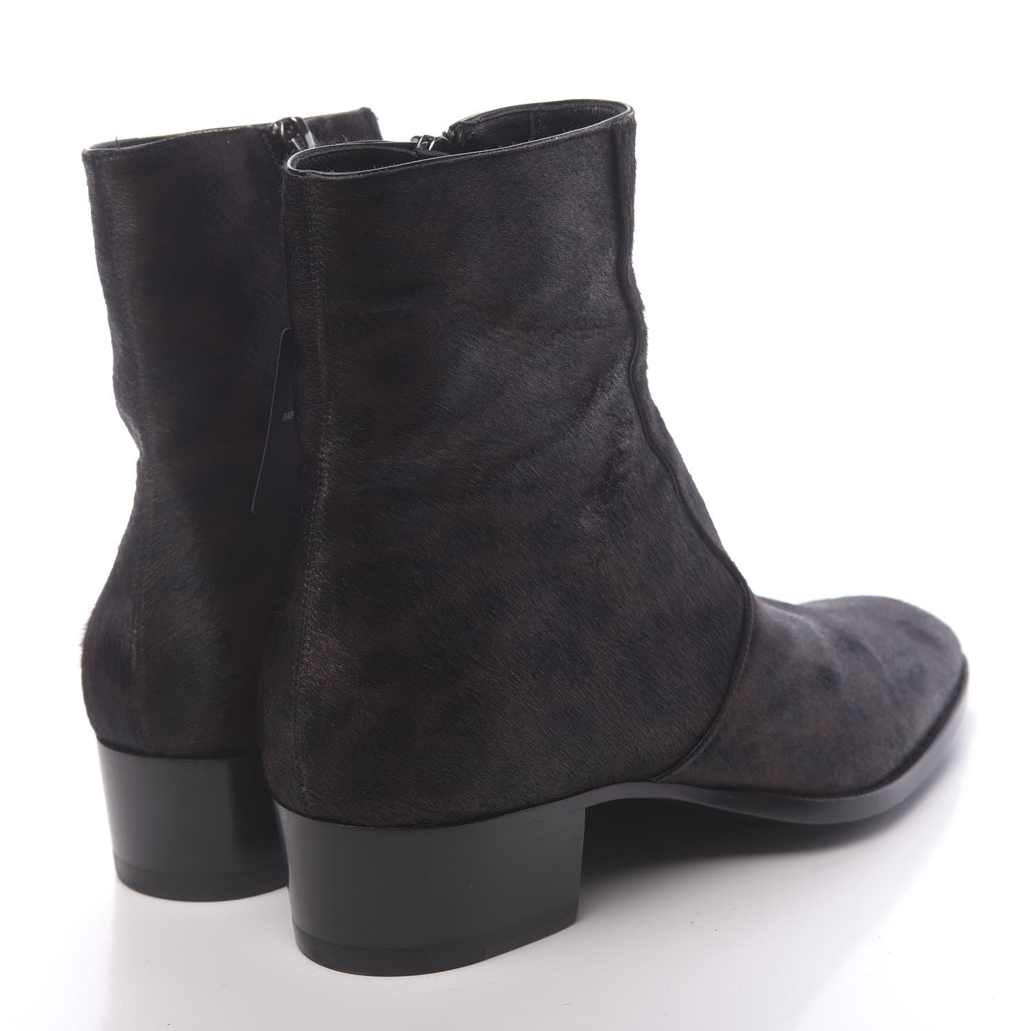 Saint Laurent Pony Hair Leopard Print Mens Wyatt 40 Boots 45 Black Fonce 4 of 9