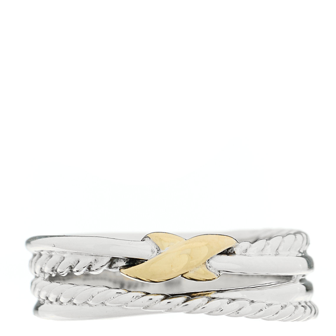David Yurman Sterling Silver 18K Yellow Gold 6mm X Crossover Ring 53 6.5 1 of 4