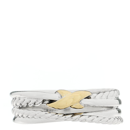 David Yurman Sterling Silver 18K Yellow Gold 6mm X Crossover Ring 53 6.5 1 of 4