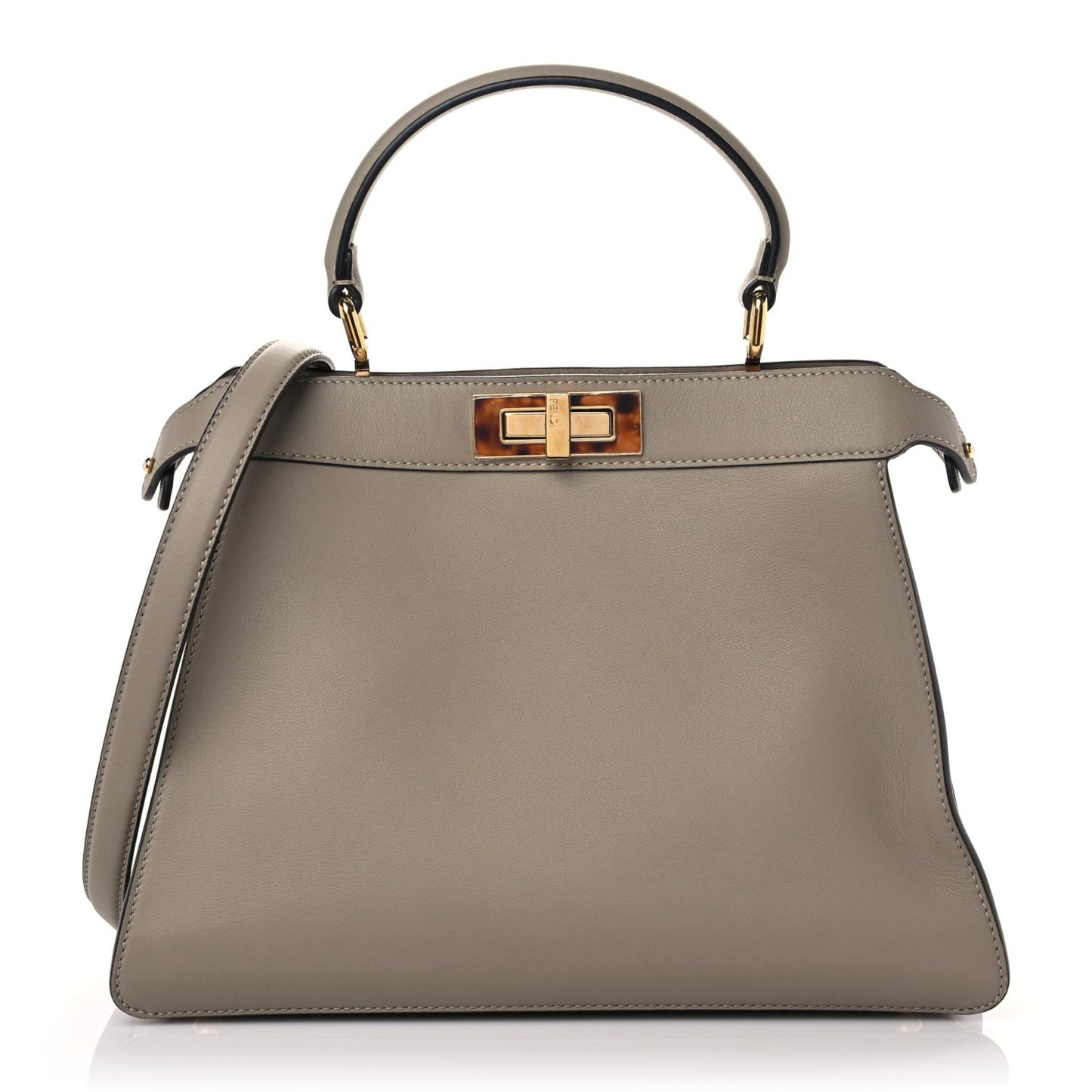 Vitello Seta Shiny Nappa Plexiglass Medium Peekaboo I SEE U Satchel Tortora