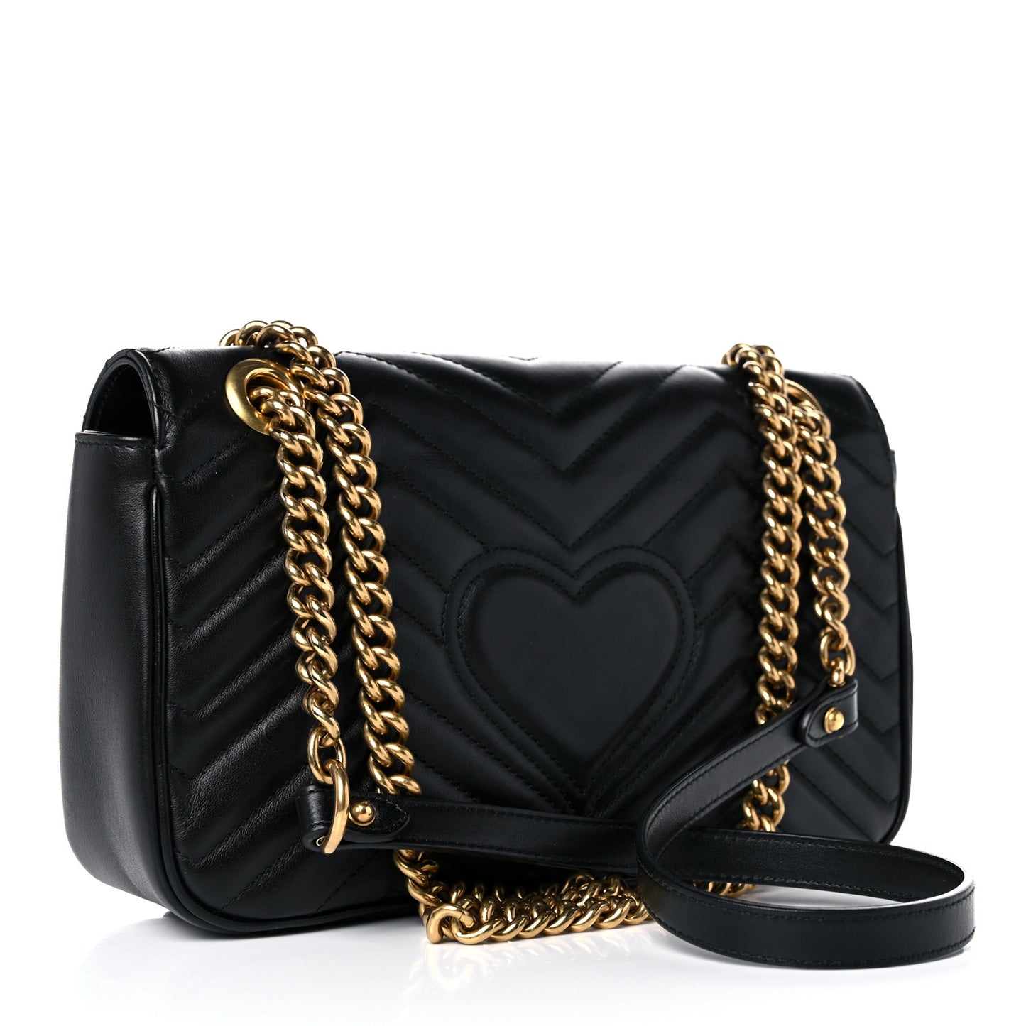Calfskin Matelasse Small GG Marmont Shoulder Bag Black