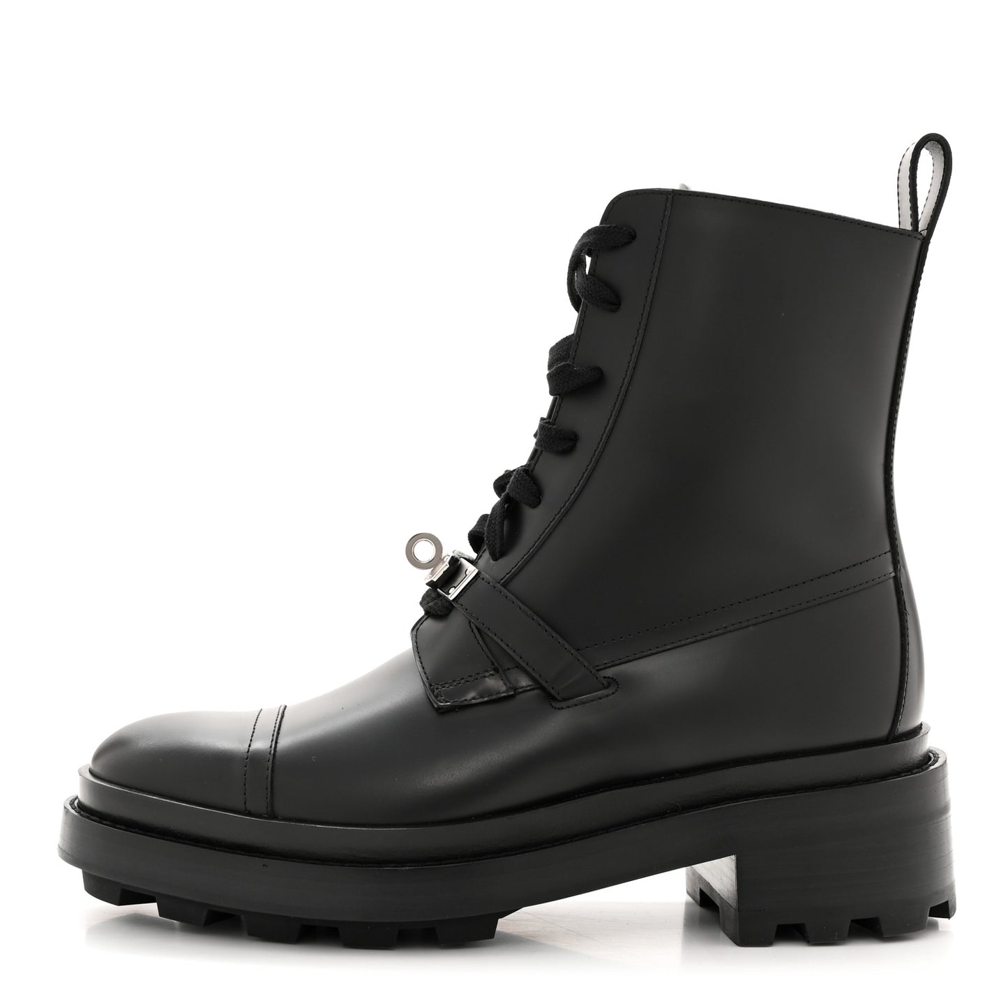 Glossed Calfskin Funk Ankle Boots 37.5 Black