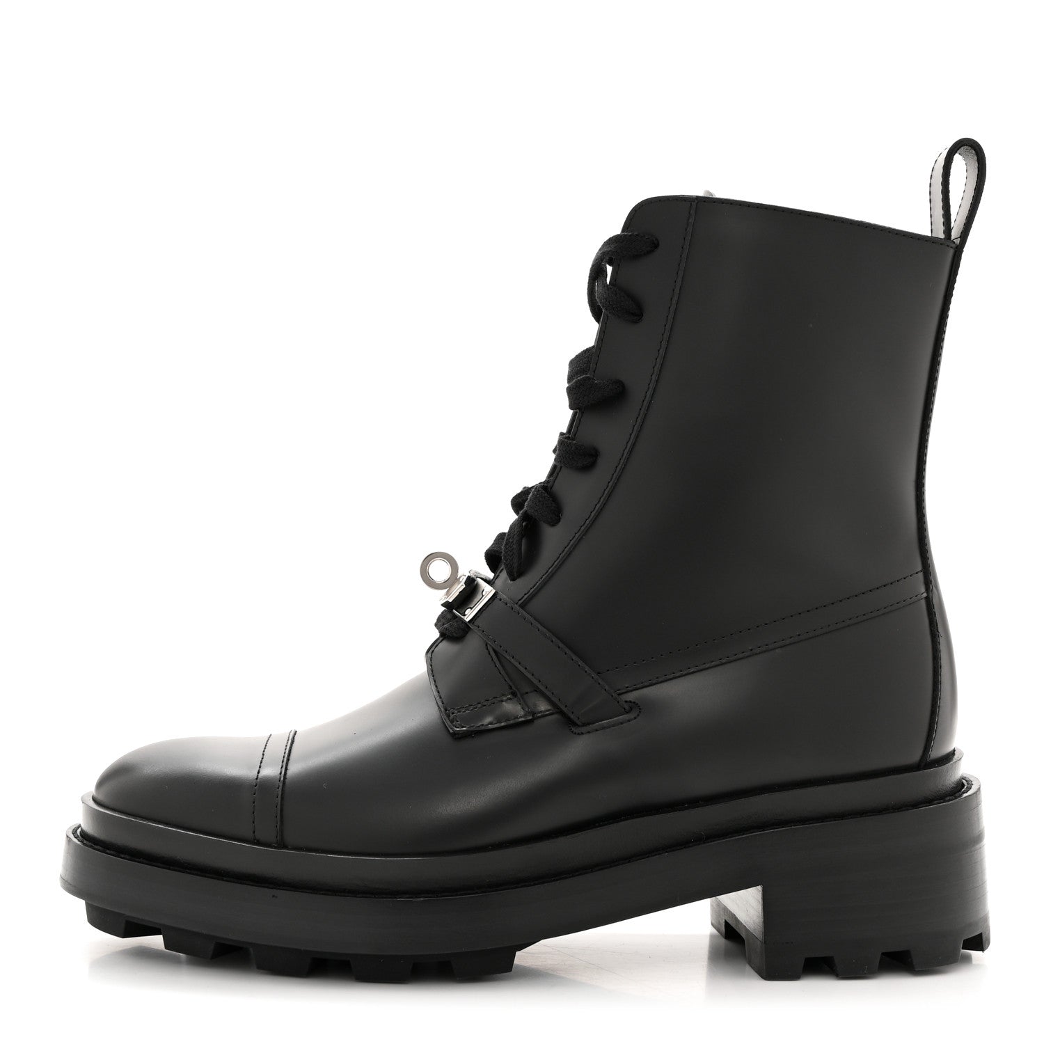 Hermes Glossed Calfskin Funk Ankle Boots 37.5 Black 1 of 9