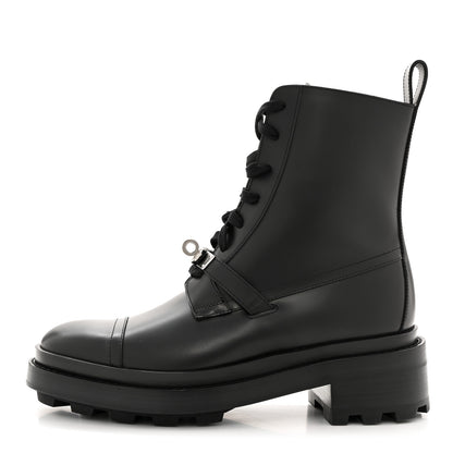 Hermes Glossed Calfskin Funk Ankle Boots 37.5 Black 1 of 9