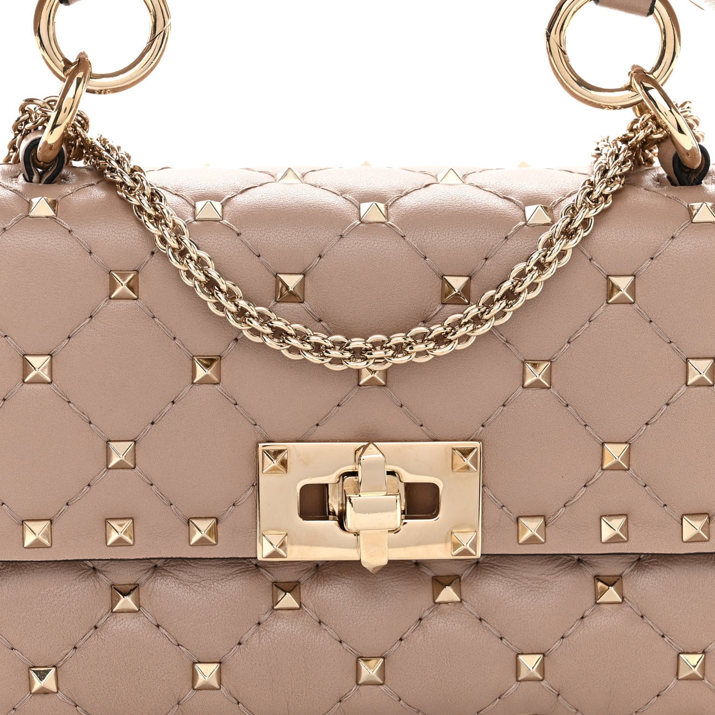 Nappa Small Rockstud Spike Shoulder Bag Poudre