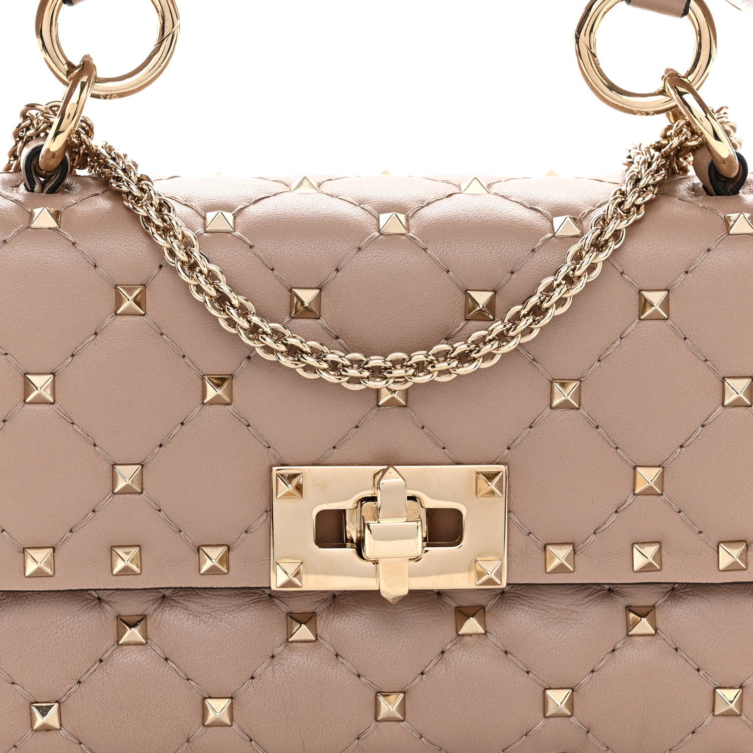 Valentino Garavani Nappa Small Rockstud Spike Shoulder Bag Poudre 6 of 9
