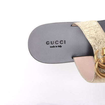 Gucci Nappa Silk Galassia GG Marmont Thong Flat Sandals 37 Platino 7 of 8