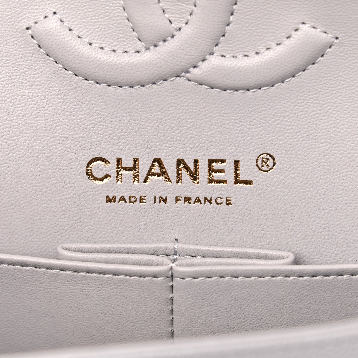 Caviar Quilted Small Double Flap Grey