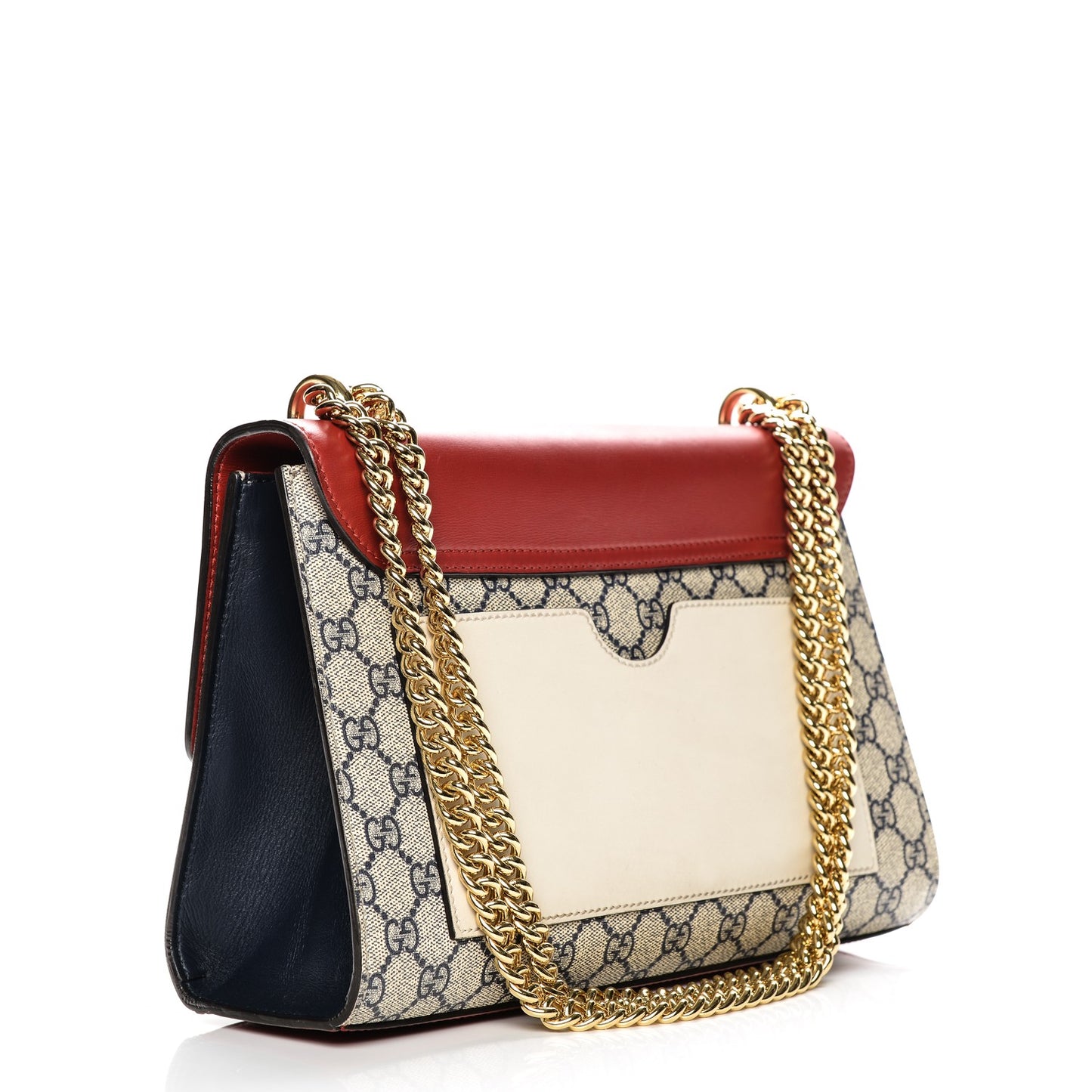 GG Supreme Monogram Moon Calfskin Medium Padlock Shoulder Bag Beige Blue Hibiscus Red Mystic White