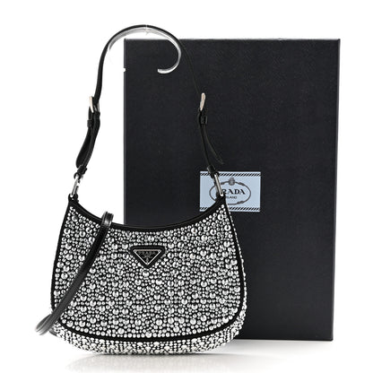 Prada Satin Crystal Cleo Adjustable Strap Shoulder Bag Metal 11 of 11