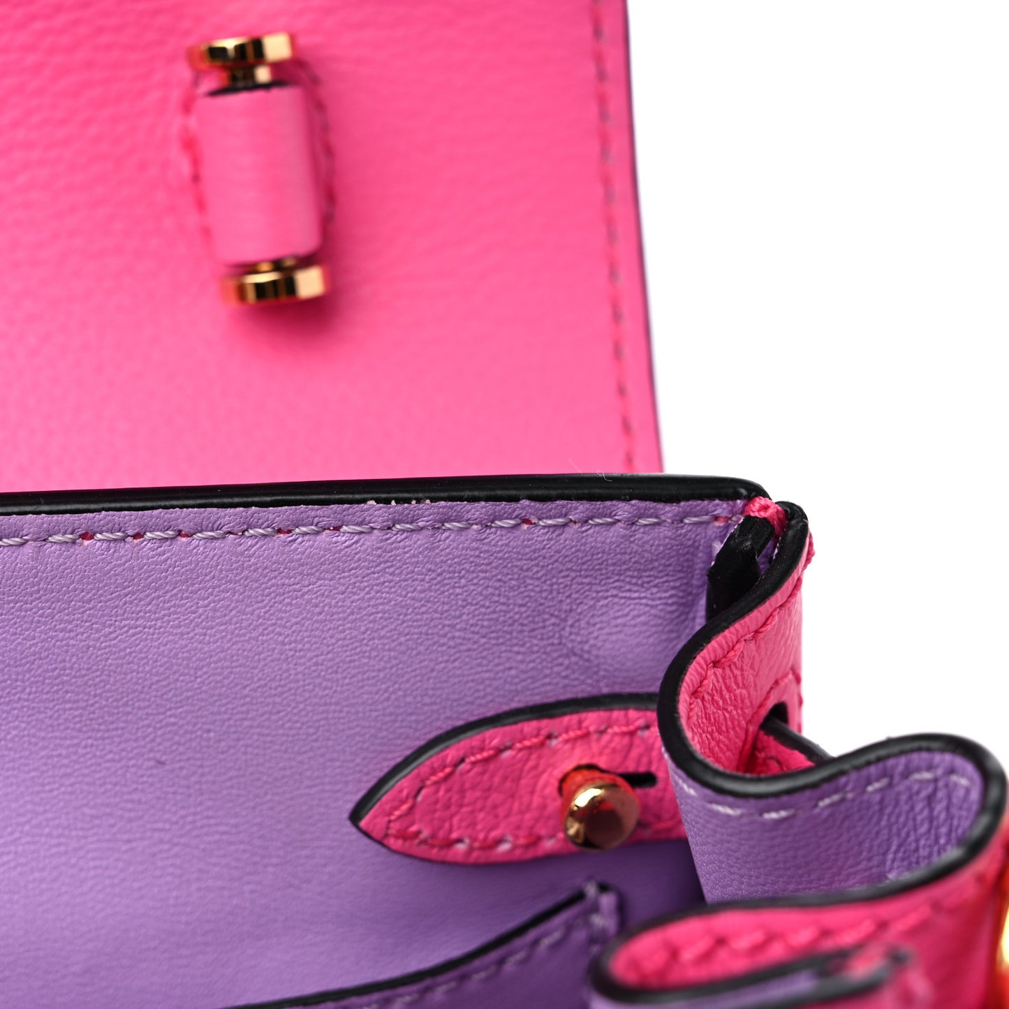 Grained Calfskin Small La Medusa Top Handle Bag Fuchsia