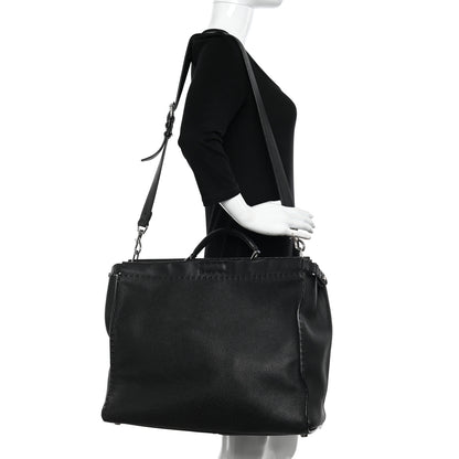 Fendi Cuoio Romano Selleria Monster Eyes Inlay Mens Large Peekaboo Iconic Essential Satchel Black Sunflower 2 of 11