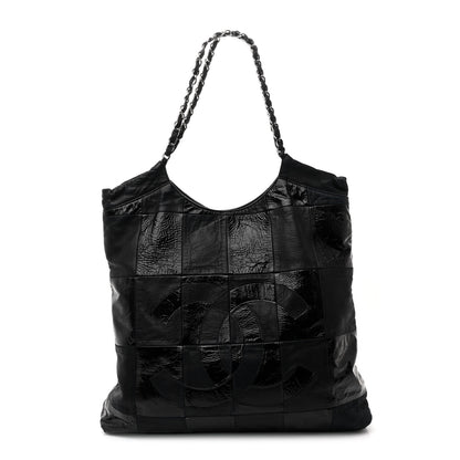 Chanel Patent Calfskin Patchwork Brooklyn Tote Black 1 of 10