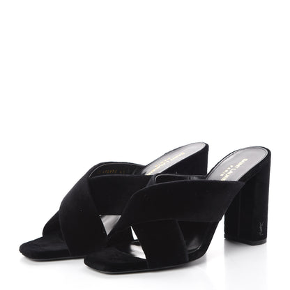Saint Laurent Velvet LouLou 95 Mules 41 Black 3 of 8