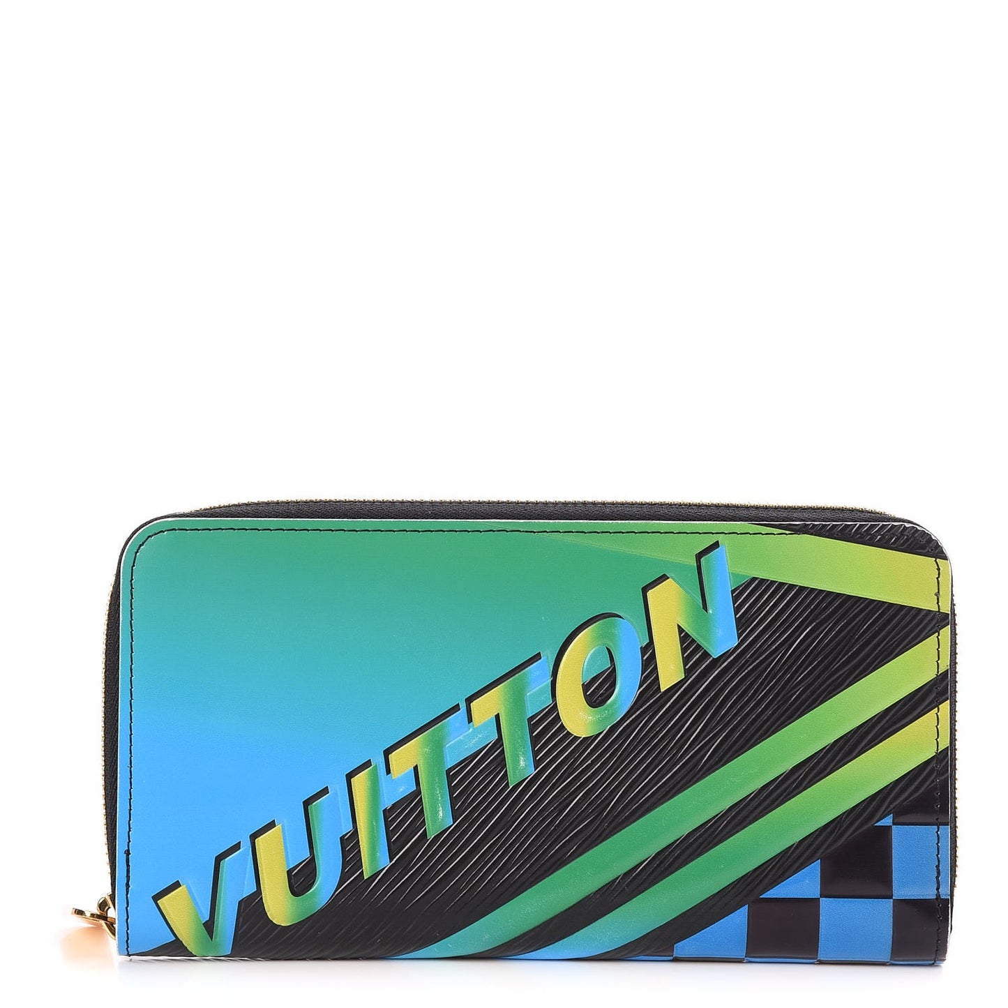 Epi Damier Race Zippy Wallet Blue Vert