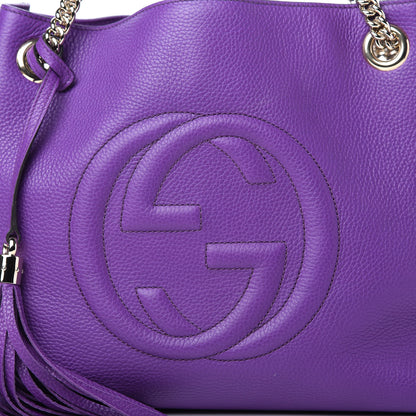 Gucci Pebbled Calfskin Medium Soho Chain Shoulder Bag Shine Purple 10 of 10