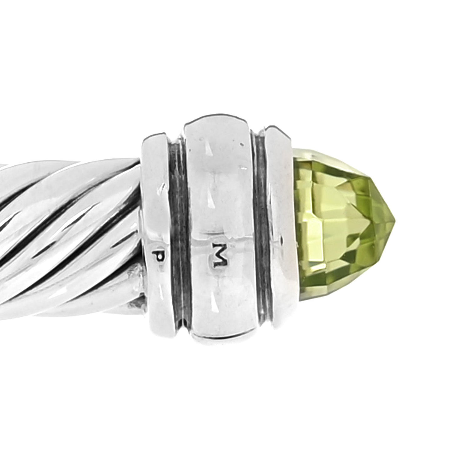Sterling Silver 18K Yellow Gold Peridot 4mm Cable Classics Bracelet