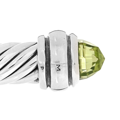David Yurman Sterling Silver 18K Yellow Gold Peridot 4mm Cable Classics Bracelet 5 of 5