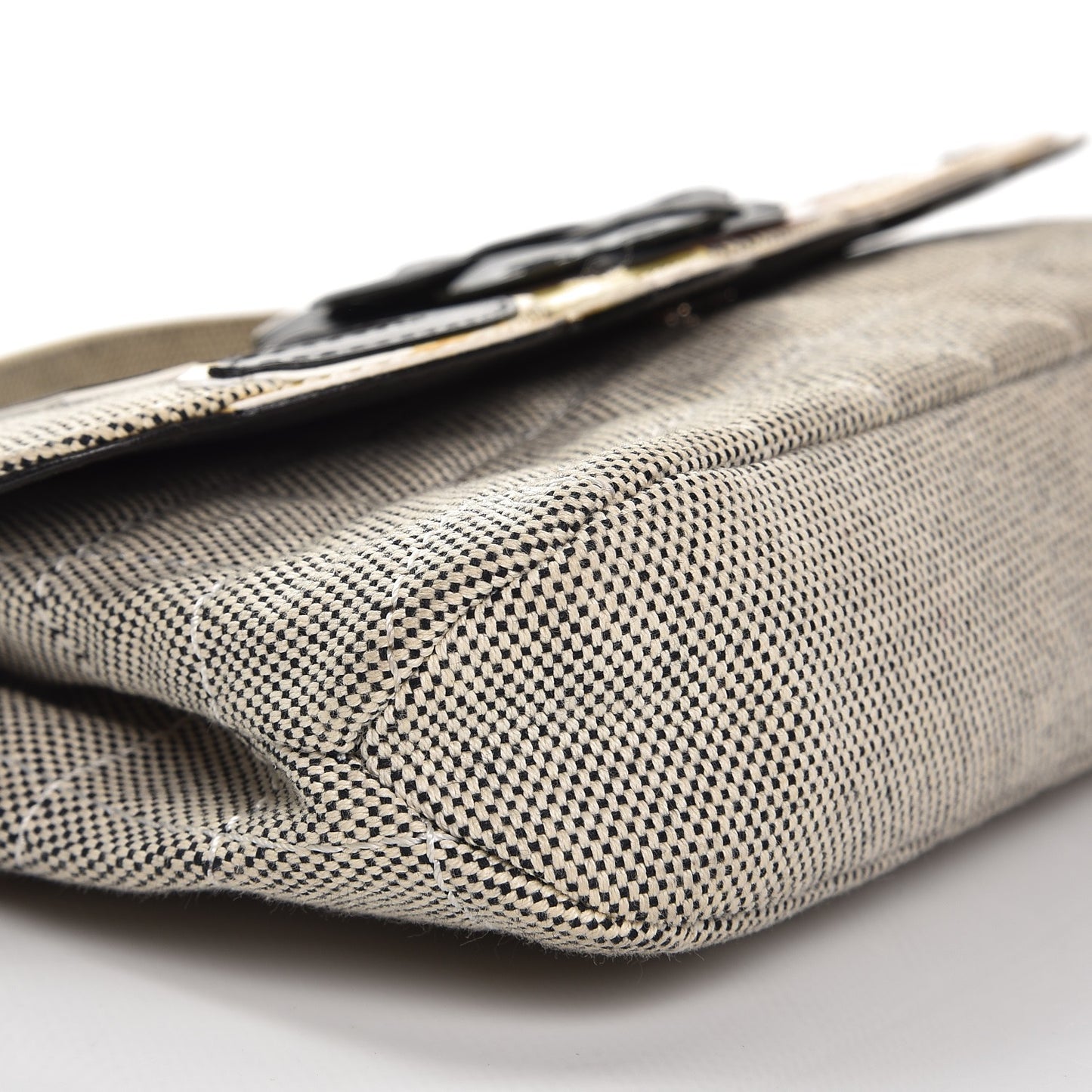 Canvas Camellia N°5 Flap Bag Beige Black