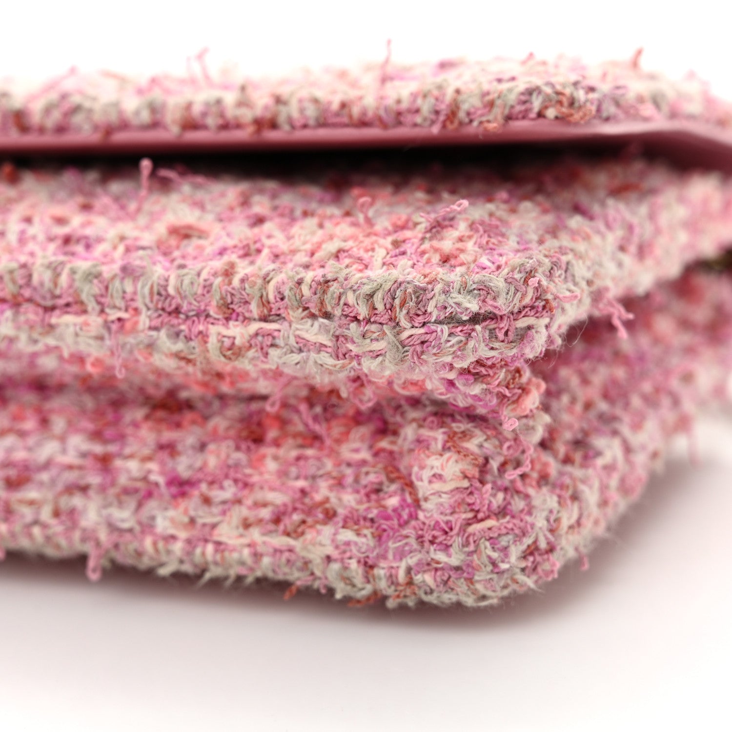 Chanel Tweed Quilted Wallet On Chain WOC Pink 11 of 15