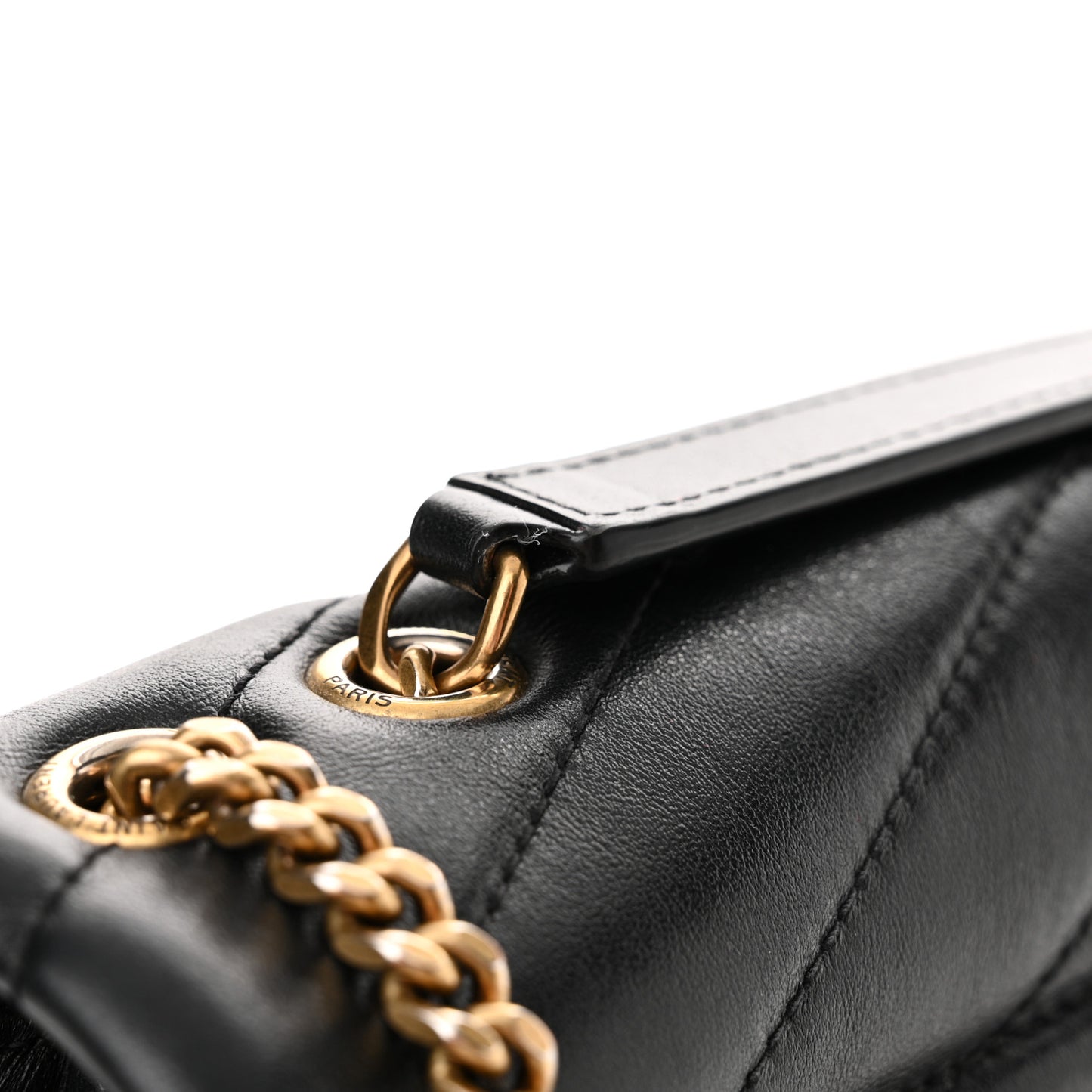Calfskin Y Quilted Monogram Small Loulou Chain Satchel Black